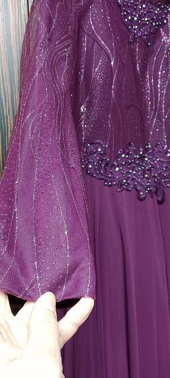 44 beden bordo renk abiye elbise - Görsel 5