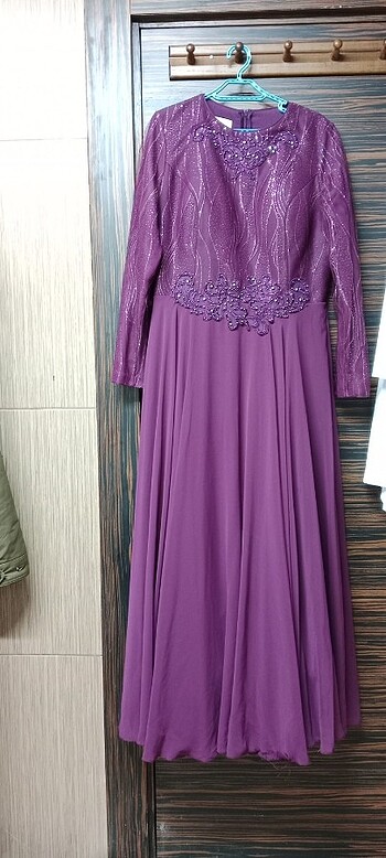 44 beden bordo renk abiye elbise - Görsel 8