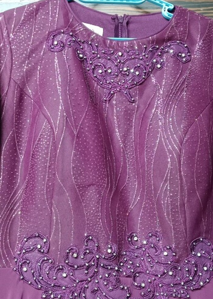 44 beden bordo renk abiye elbise - Görsel 4