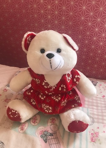 Kırmızı Elbiseli Peluş Ayıcık
