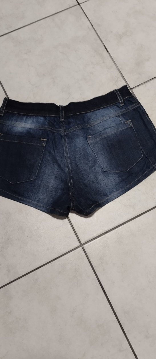 Gri Mavi Kadın Mini Denim Şort - Görsel 5