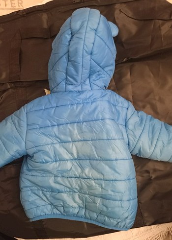 Kapüşonlu Mavi Erkek Bebek Mont - Görsel 3