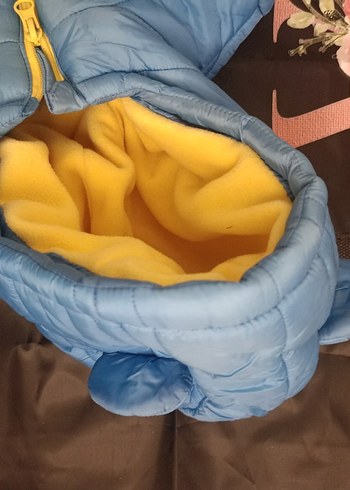 Kapüşonlu Mavi Erkek Bebek Mont - Görsel 4