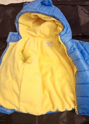 Kapüşonlu Mavi Erkek Bebek Mont - Görsel 2