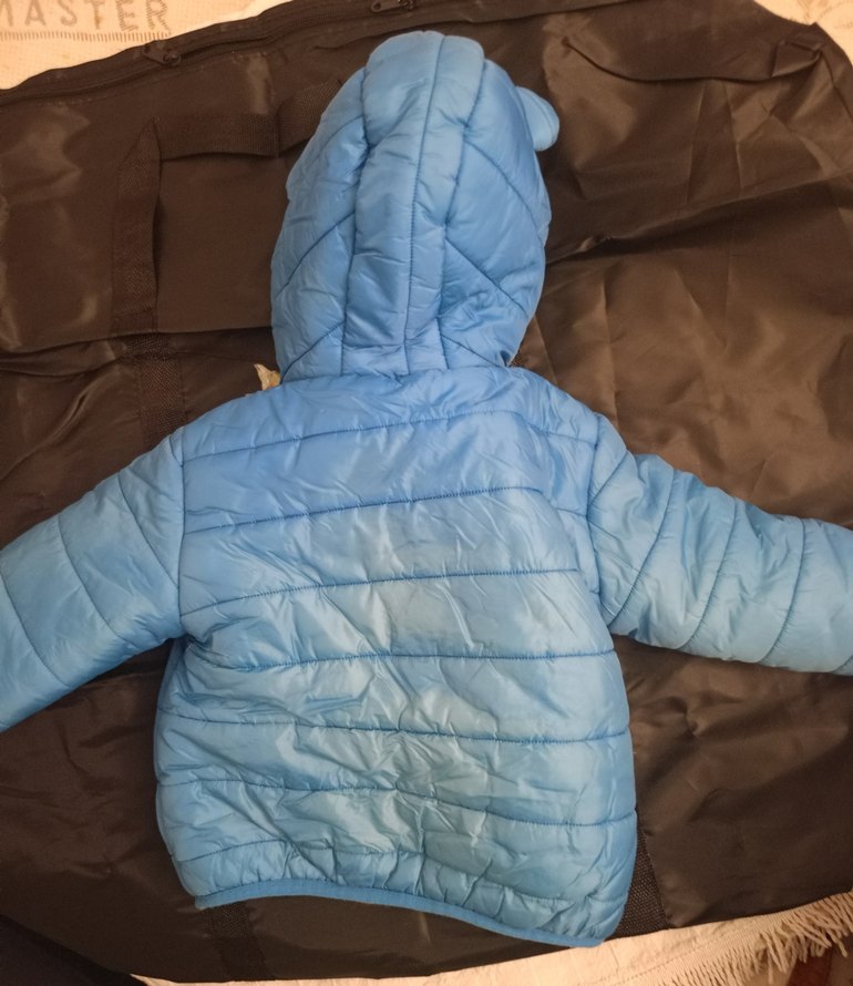 Kapüşonlu Mavi Erkek Bebek Mont - Görsel 3