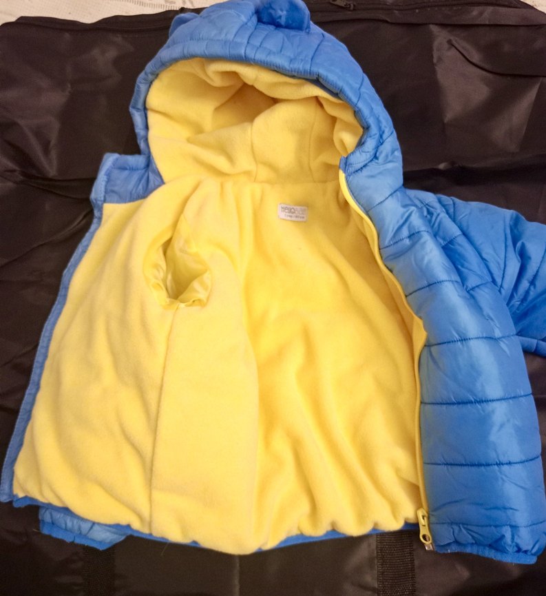 Kapüşonlu Mavi Erkek Bebek Mont - Görsel 2