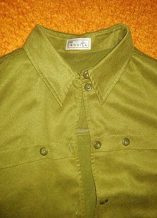 Kadife yağ yeşili gömlek ceket