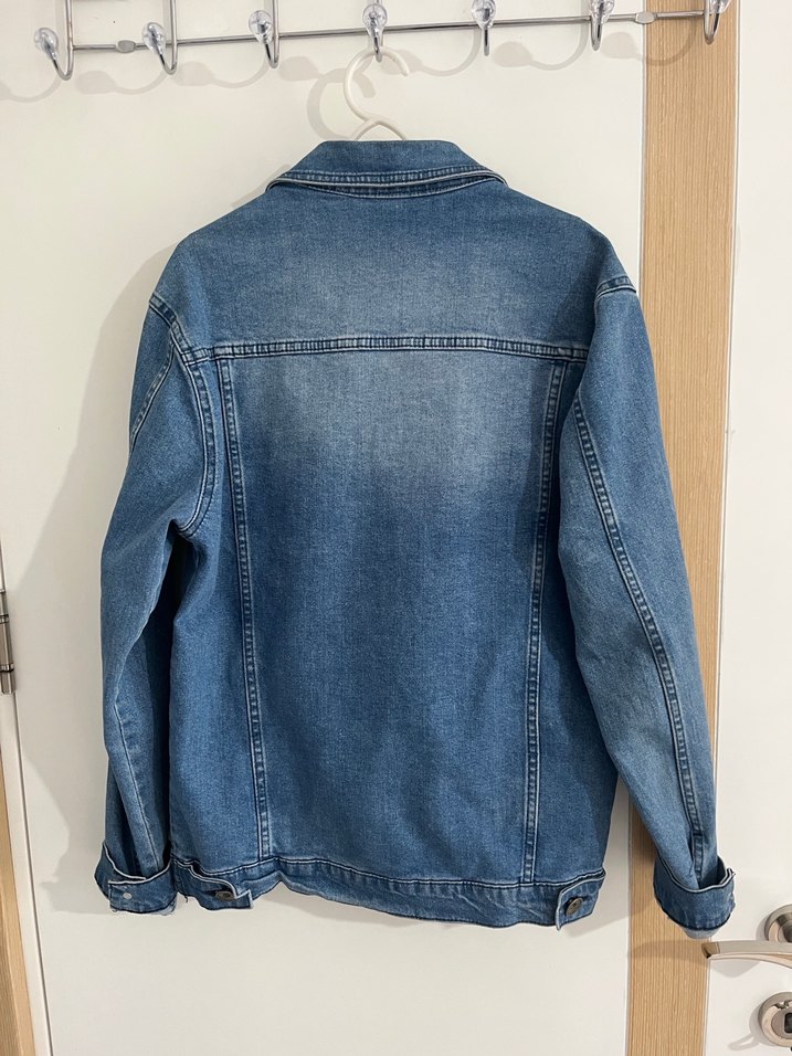 Düğmeli Mavi Denim Kadın Ceket - Görsel 2