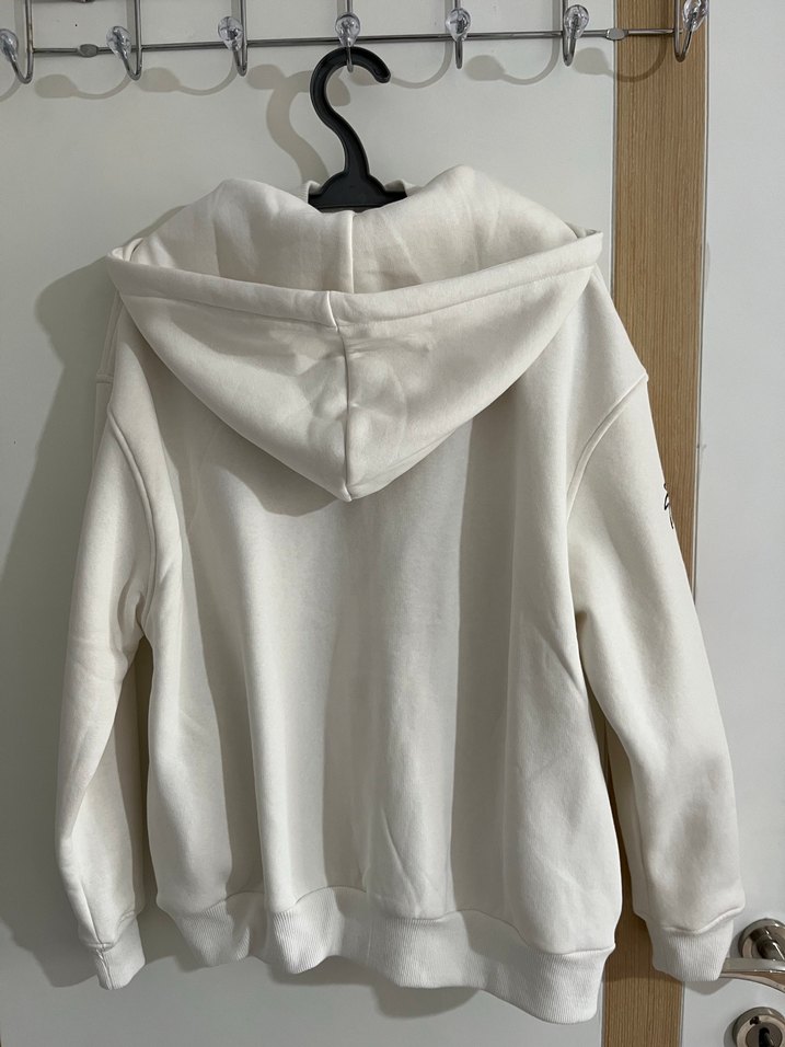 Kadın Beyaz Fermuarlı Sweatshirt - Görsel 2