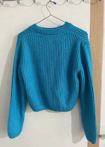 Mavi V Yaka Triko Kadın Kazak - Görsel 2