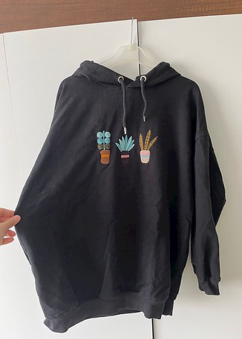 Siyah Kapüşonlu Uzun Kollu Kadın Sweatshirt - Görsel 2