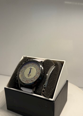 Beyaz Erkek Saat ve Bileklik Seti - Görsel 2