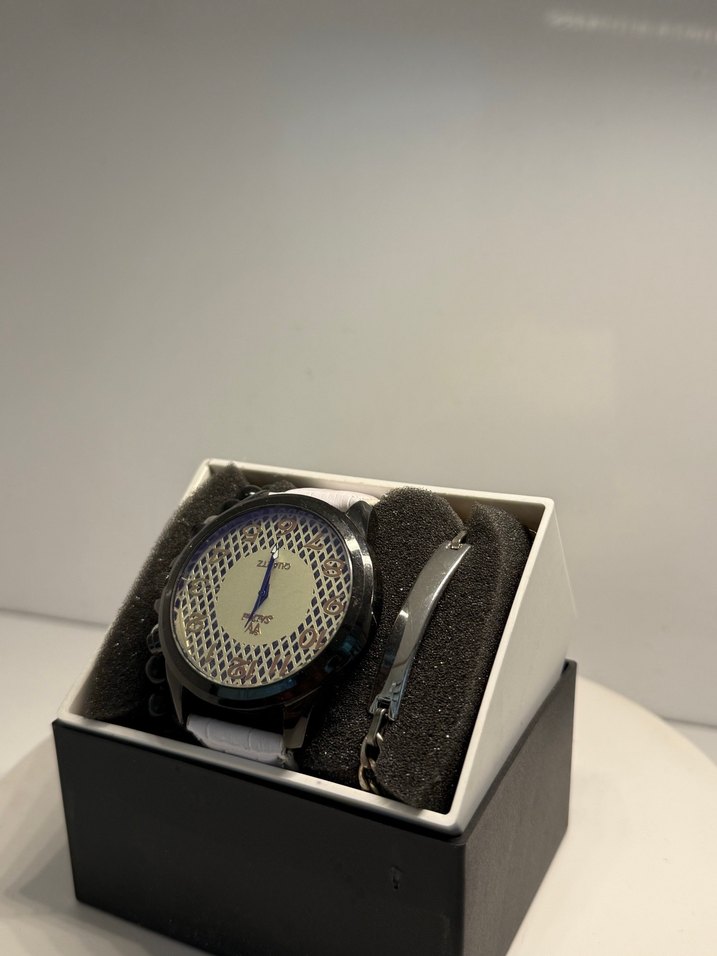 Beyaz Erkek Saat ve Bileklik Seti - Görsel 2