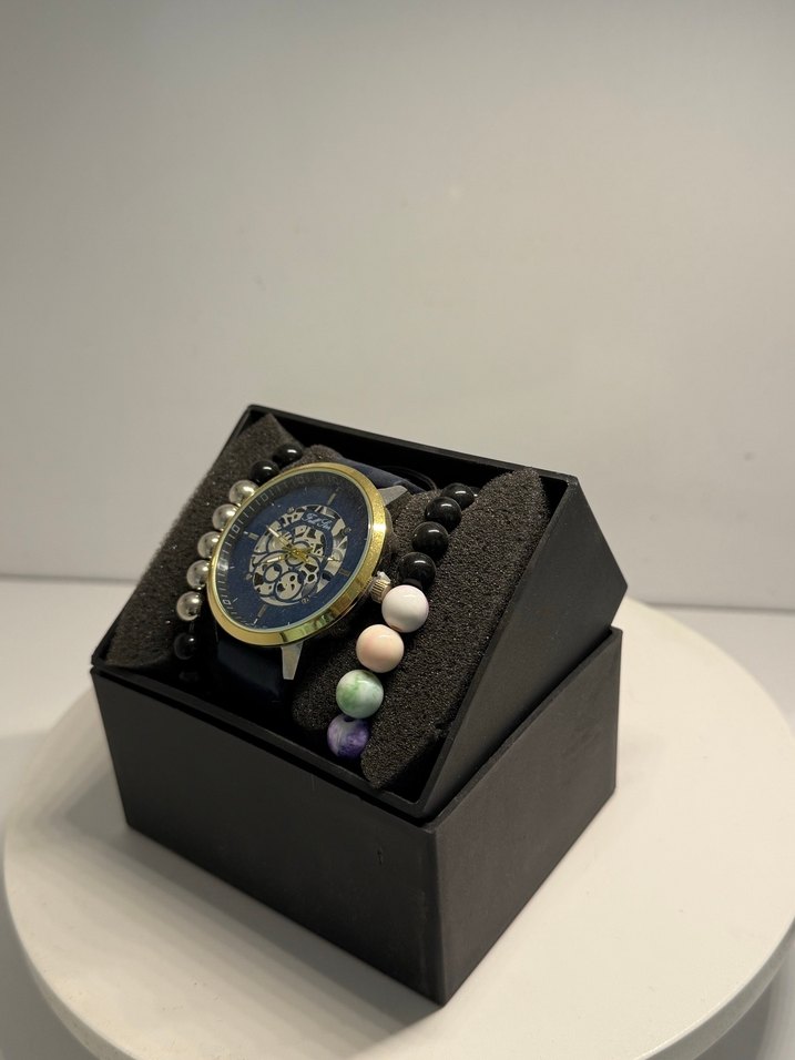 Klasik Çok Renkli Erkek Bohem Saat ve Bileklik Seti - Görsel 3