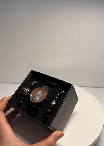 Siyah Gotik Erkek Kol Saati ve Bileklik Seti - Görsel 2