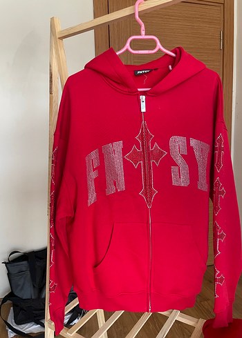 Nike Kırmızı Kapüşonlu Fermuarlı Kadın Eşofman Üstü