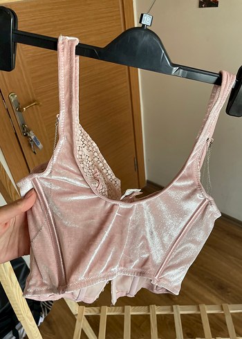 s Beden pembe Renk Dantel Detaylı Pembe Midi Büstiyer