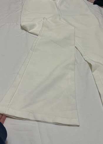 Beyaz Midi Kumaş Kadın Pantolon - Görsel 2