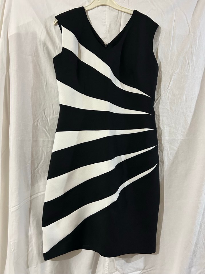 Zebra Desenli V Yaka Midi Kalem Elbise - Görsel 2