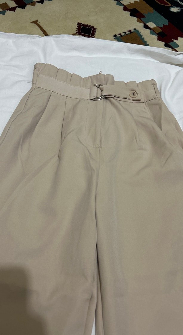 Krem kumaş pantolon - Görsel 4