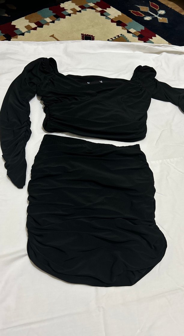 Uzun Kollu Siyah Mini Drapeli takım - Görsel 2