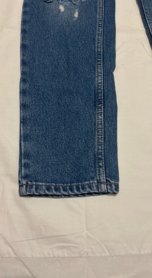 Düğmeli Mavi Kadın Denim Jean - Görsel 3