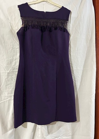 Püsküllü Mor Midi Kadın Elbise - Görsel 2