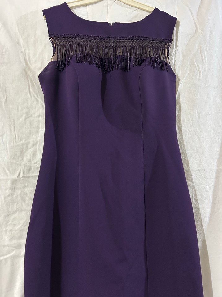 Püsküllü Mor Midi Kadın Elbise - Görsel 3