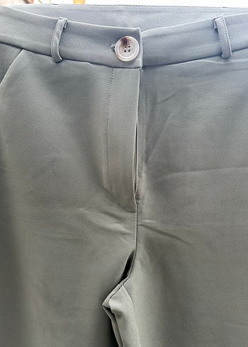 Mint yeşili Düğmeli Kadın Kumaş Pantolon - Görsel 4