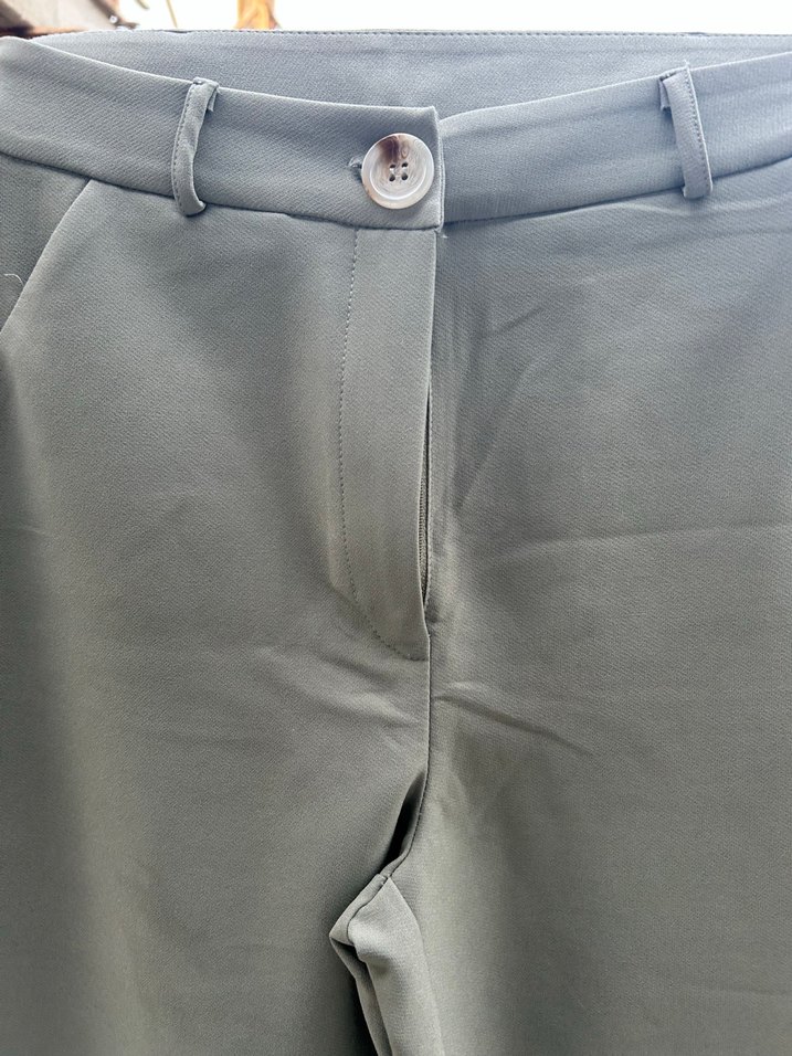 Mint yeşili Düğmeli Kadın Kumaş Pantolon - Görsel 2