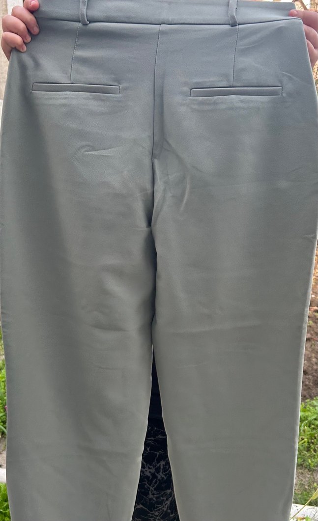 Mint yeşili Düğmeli Kadın Kumaş Pantolon - Görsel 3