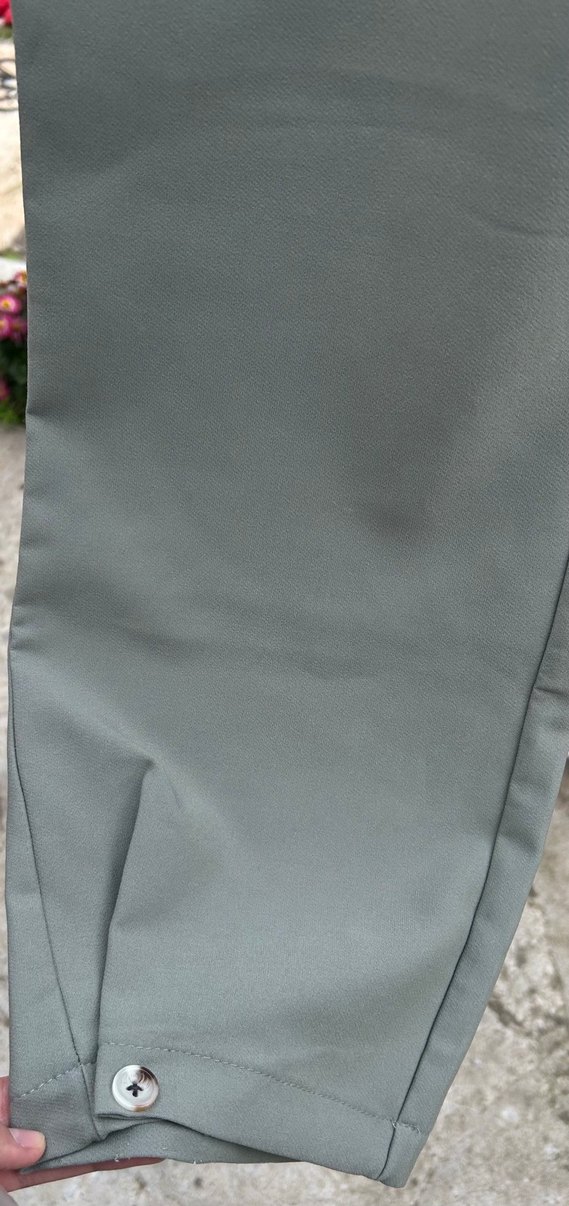 Mint yeşili Düğmeli Kadın Kumaş Pantolon - Görsel 5