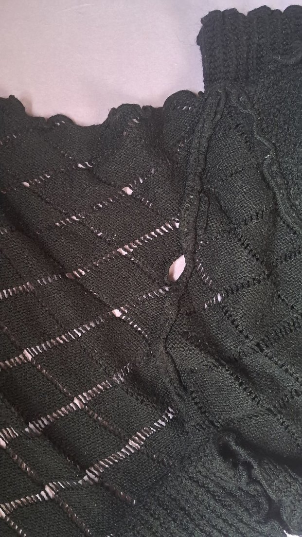 Siyah Örgü Uzun Kollu Gömlek Yaka Kadın Hırka - Görsel 5