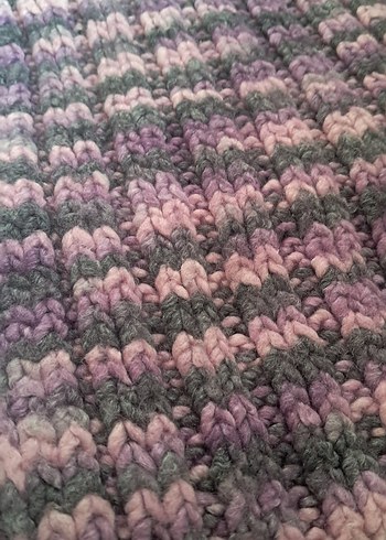 Gri Pembe Örgü Bohem Kadın boyun Şalı - Görsel 3