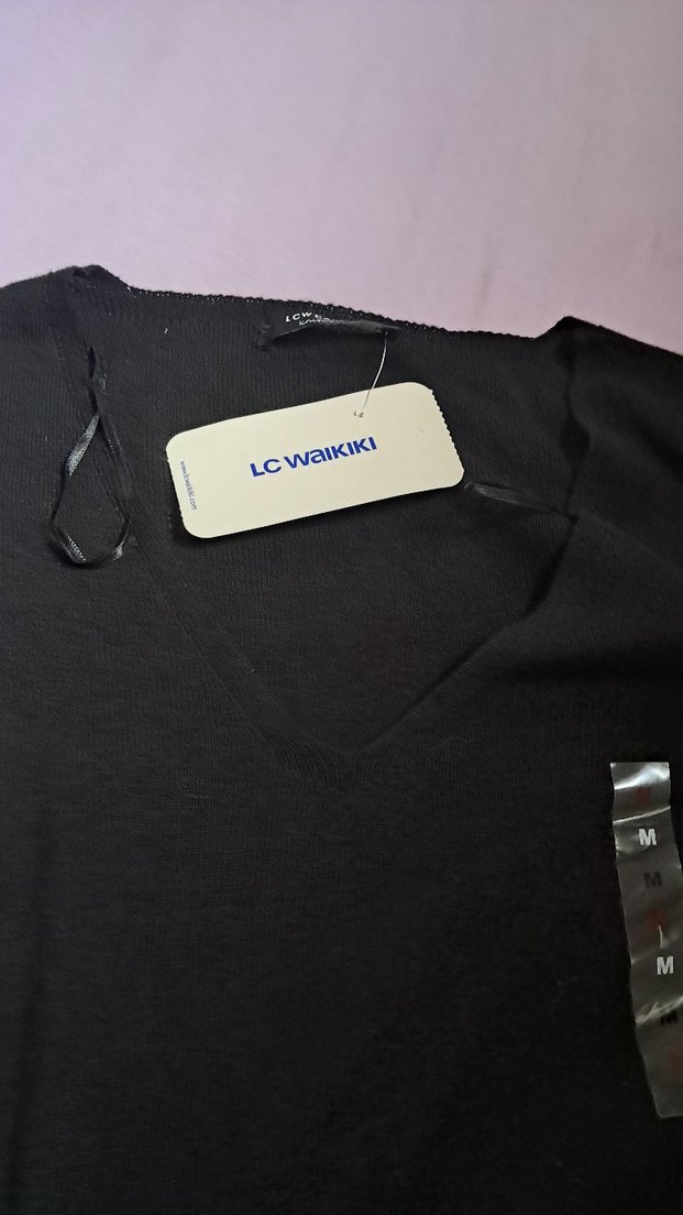 Siyah Kadın Uzun Kollu İnce crop kazak - Görsel 3