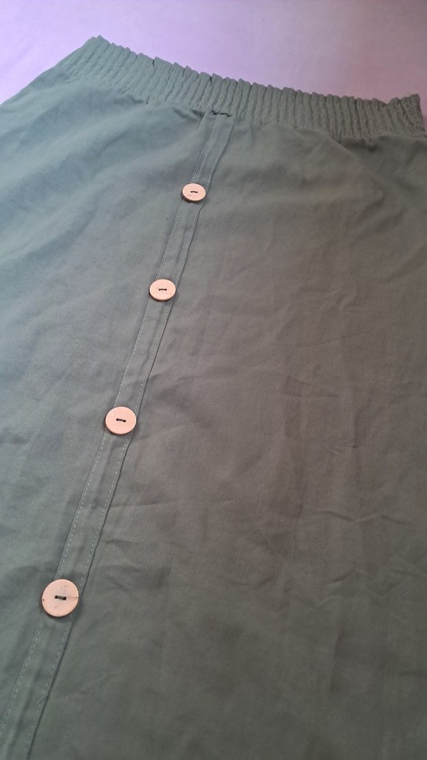 Düğmeli Uzun Keten Etek - Görsel 2