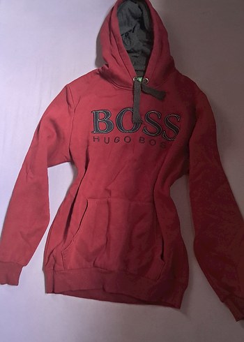 Bordo Kapüşonlu BOSS Sweatshirt