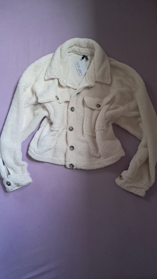 Beyaz Düğmeli Kadın Midi Ceket - Görsel 2