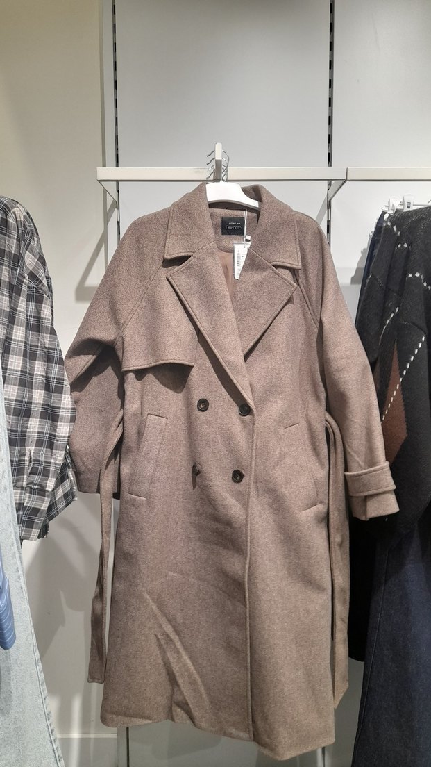 Kahve Kadın Yün Kemerli Kaban - Görsel 2