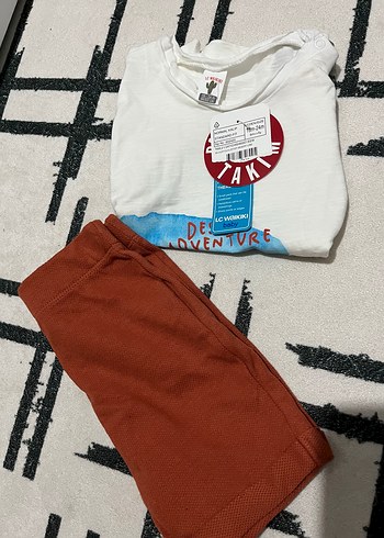 LC Waikiki Kahverengi Baskılı Erkek Bebek Takımı