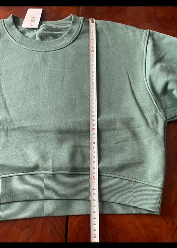 turkuaz Kadın Sweatshirt Uzun Kollu Rahat Kesim - Görsel 2