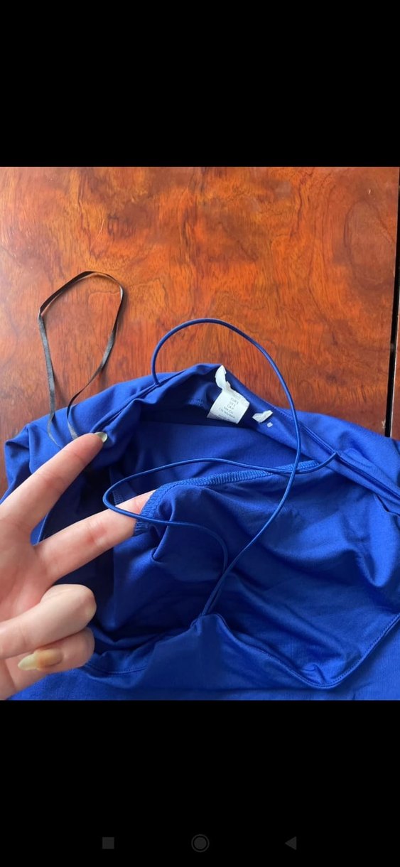 Kadın Mavi İnce Askılı çıtçıtlı badi - Görsel 2