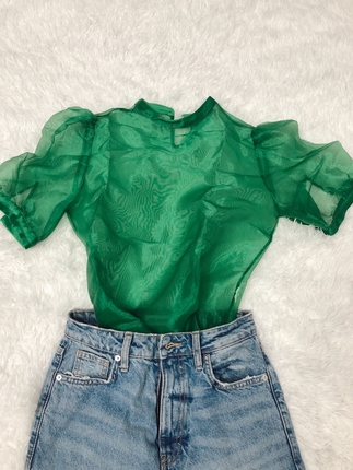 Yeşil Tül Bluz 