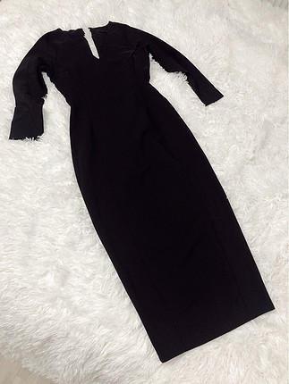Siyah Uzun Midi Kalem Elbise