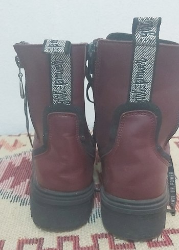 32 Beden bordo Renk Bordo Deri çocuk Botlar, Tokalı, Nakışlı