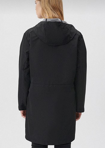 Kadın Siyah Midi Boy Yağmurluk/Rüzgarlık - Görsel 3