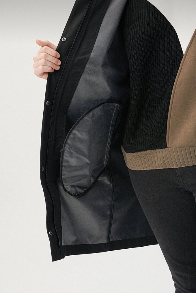 Kadın Siyah Midi Boy Yağmurluk/Rüzgarlık - Görsel 4