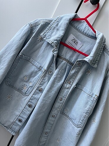 5 Yaş Beden Papatya motifli denim gömlek