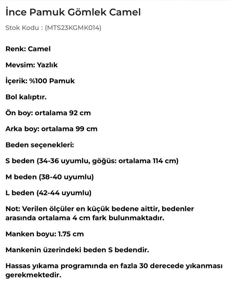 Camel Kadın Pamuklu Uzun Kollu Gömlek - Görsel 4