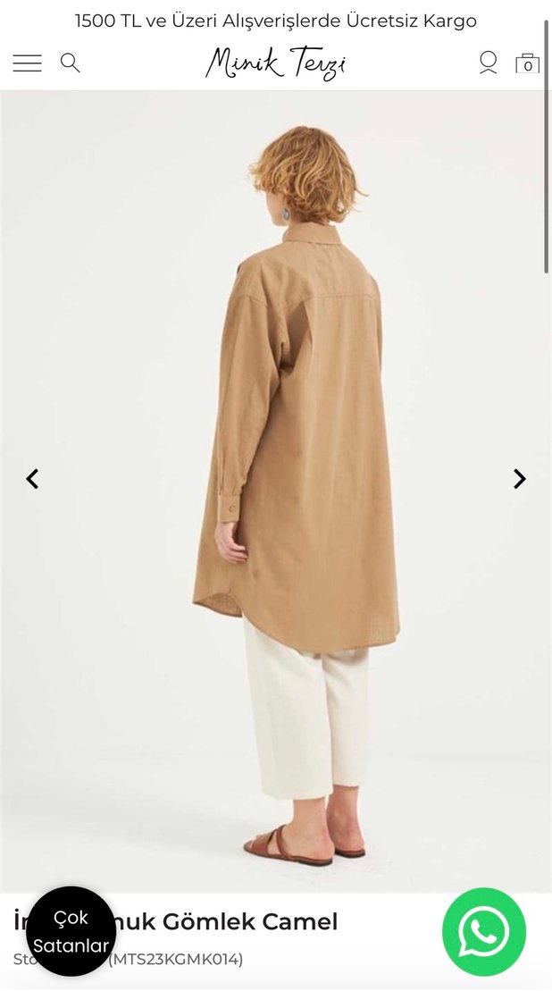 Camel Kadın Pamuklu Uzun Kollu Gömlek - Görsel 3